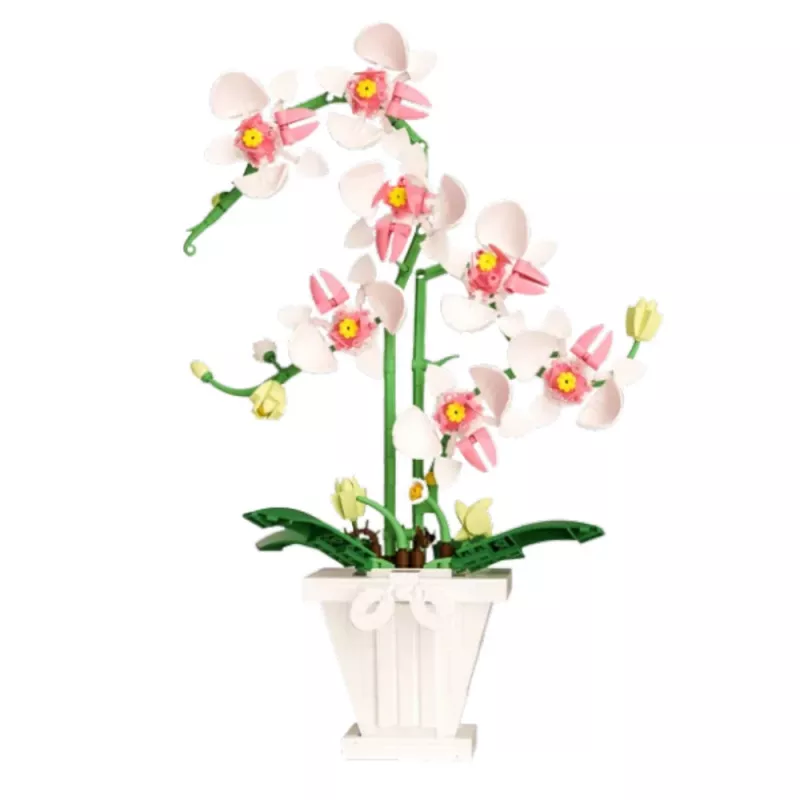 LEAN TOYS Orhidee ehitusklotsid Orhidee potis Roosa ja Valge 718 tk