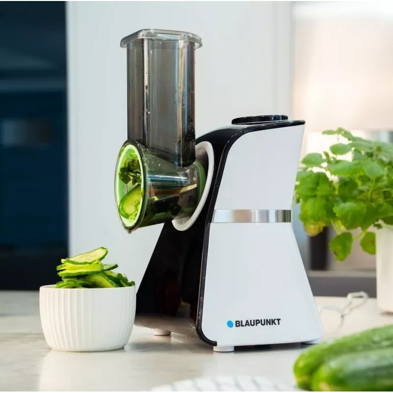 Blaupunkt Slicer FPS502 Elektriline toidulõikur 150 W Roostevaba teras, sakilise teraga 190 mm Reguleeritav paksus 0-15 mm Must/Hõbe