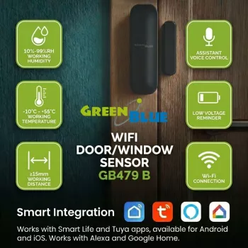 GREENBLUE GB479 B Traadita Wi-Fi ukse-/aknaandur - Valge