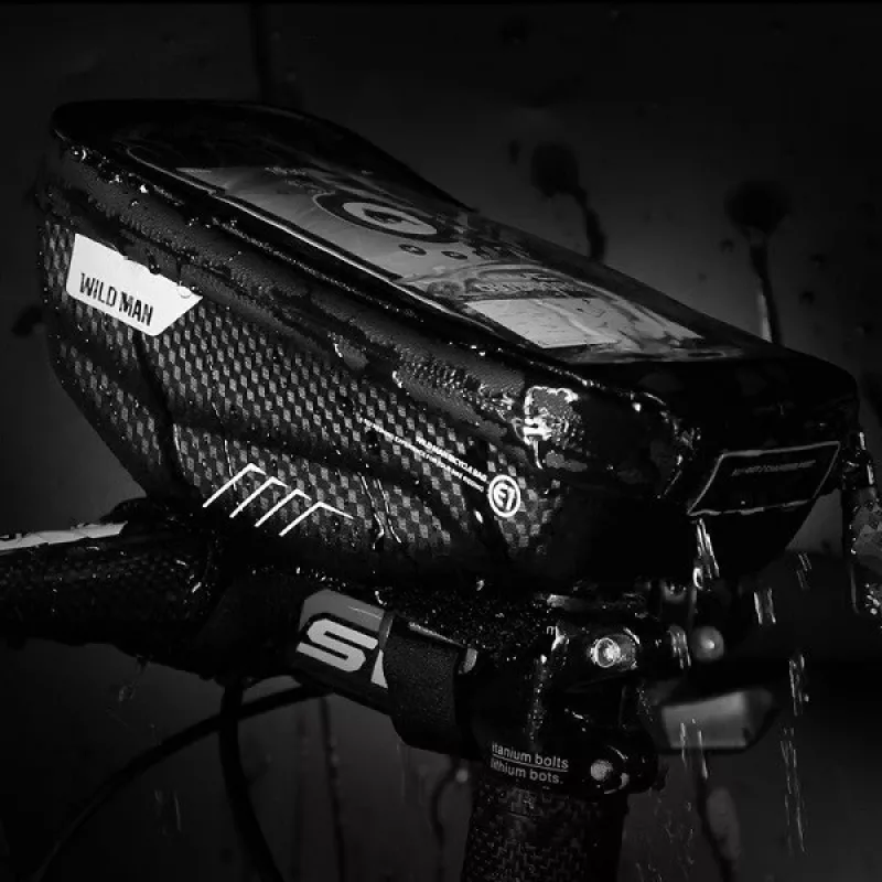 WILDMAN Bike Holder Case S E1 1L Must – Kompaktne jalgratta raamikott Velcro rihmadega
