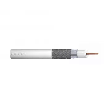 DIGITUS RG-6 koaksiaalkaabel, 1.05mm vask, 75 oomi, topeltvarjestusega (2x foolium + 77% punutis), Eca, PVC-kest, 305m, valge