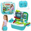 LEAN TOYS 2-in-1 meditsiinikomplekt kohvris, kaasaskantav arstikabinet, tarvikud, sinine
