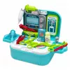 LEAN TOYS 2-in-1 meditsiinikomplekt kohvris, kaasaskantav arstikabinet, tarvikud, sinine