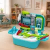 LEAN TOYS 2-in-1 meditsiinikomplekt kohvris, kaasaskantav arstikabinet, tarvikud, sinine