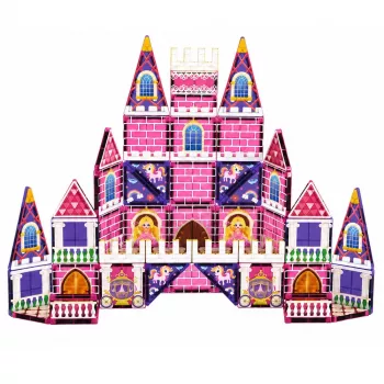 LEAN TOYS Magnetilised ehitusklotsid Printsessiloss Roosa 58 tk.