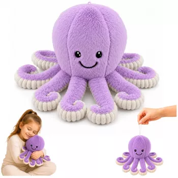 LEAN TOYS Plüššist kaheksajalg pehme mänguasi elastsete kombitsatega lilla 30 cm
