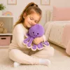 LEAN TOYS Plüššist kaheksajalg pehme mänguasi elastsete kombitsatega lilla 30 cm