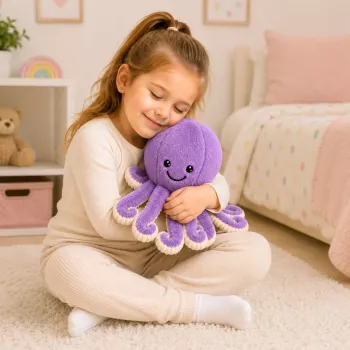 LEAN TOYS Plüššist kaheksajalg pehme mänguasi elastsete kombitsatega lilla 30 cm