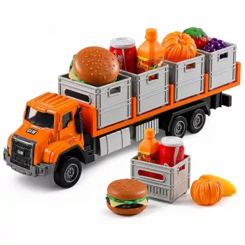 LEAN TOYS Oranž toiduveoauto 1:55 Die-Cast mudel