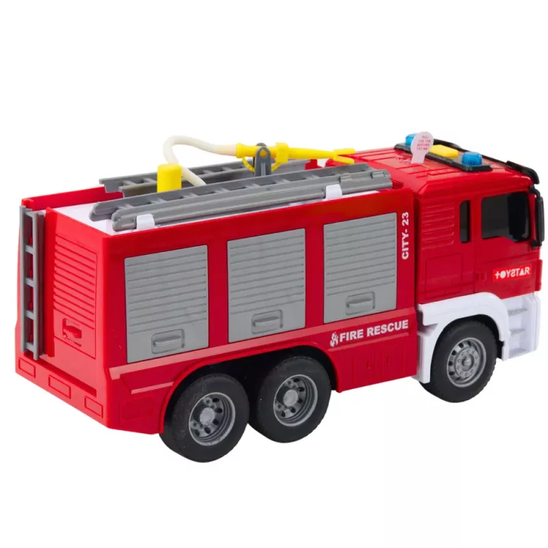 LEAN TOYS Tuletõrjeauto veepihustuse, tulede ja helidega – hõõrdjõul töötav päästeauto