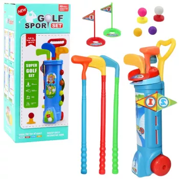 LEAN TOYS Golfikomplekt käruga, keppide ja pallidega, spordimäng 20-osaline