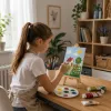 LEAN Kunstilise maalimise komplekt pöögipuust molbertiga, 12 lõuendit, 24 akrüülvärvi, 15 pintslit ja tarvikud - 64 osa