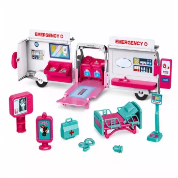 LEAN TOYS Kokkupandav kiirabi nukkude haigla jaoks, mini nuku tarvikud 11 tk