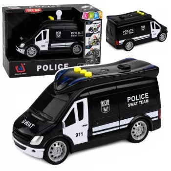LEAN TOYS SWAT eriüksuse politseiauto kaubik tulede ja helidega, mõõtkavas 1:32, tagasitõmbe liikumisega, die-cast metall