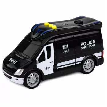 LEAN TOYS SWAT eriüksuse politseiauto kaubik tulede ja helidega, mõõtkavas 1:32, tagasitõmbe liikumisega, die-cast metall