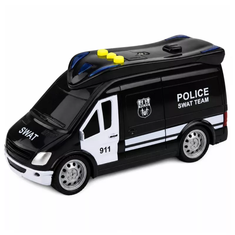 LEAN TOYS SWAT eriüksuse politseiauto kaubik tulede ja helidega, mõõtkavas 1:32, tagasitõmbe liikumisega, die-cast metall