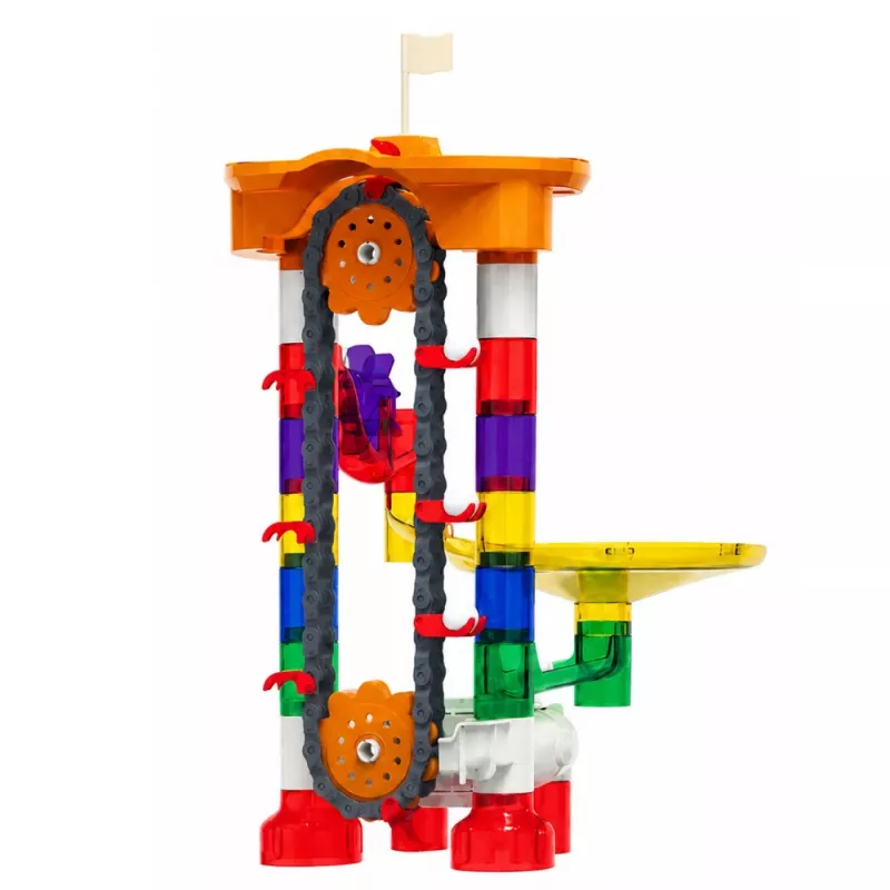 LEAN TOYS Ehitusklotsid Kosmoserada Pallide Tunnelitega Värviline 3D 85 tk.