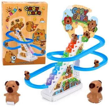 LEAN TOYS Capybara rööbastee liugur liikuvate treppide, tulede ja helidega - muusikaline ronimismänguasi lastele alates 3. eluaastast