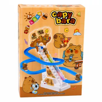 LEAN TOYS Capybara rööbastee liugur liikuvate treppide, tulede ja helidega - muusikaline ronimismänguasi lastele alates 3. eluaastast