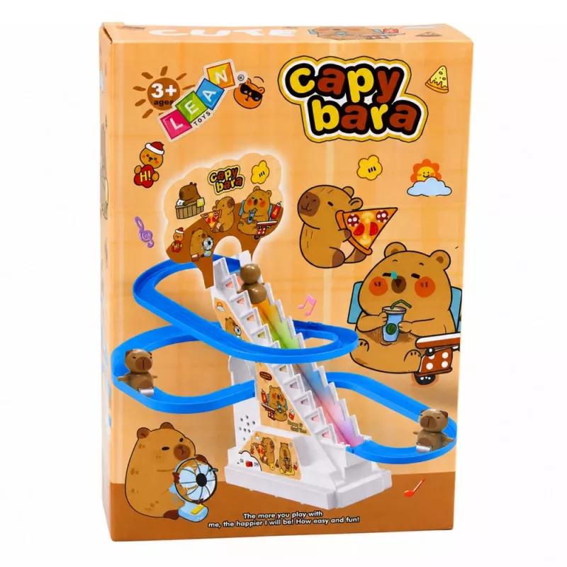 LEAN TOYS Capybara rööbastee liugur liikuvate treppide, tulede ja helidega - muusikaline ronimismänguasi lastele alates 3. eluaastast