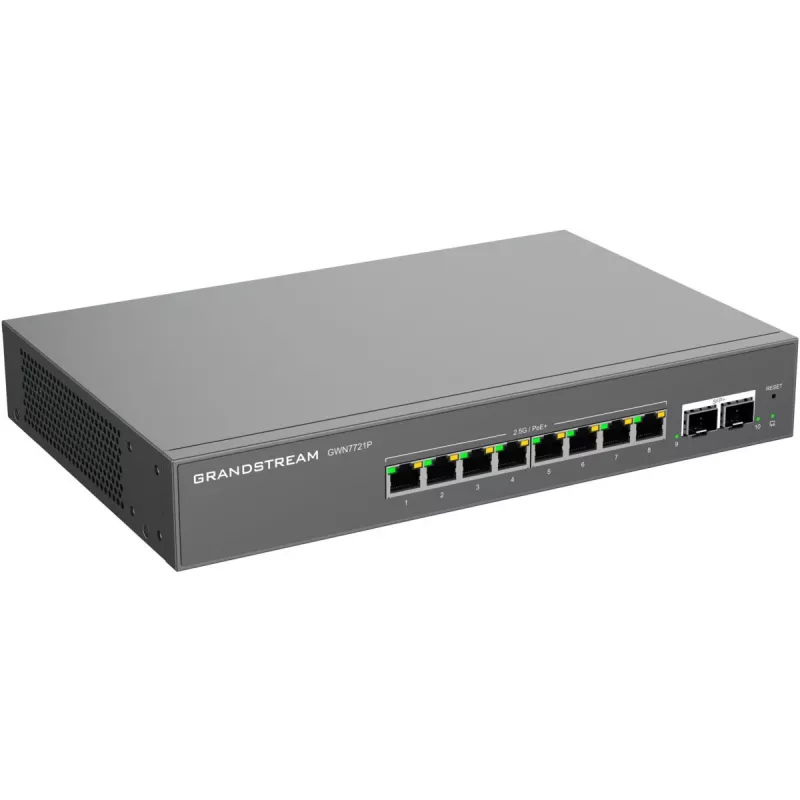 Grandstream GWN7721P Layer 2 Lite hallatav 2,5 Gigabit PoE+ lüliti, 5 pordiga (4x 2,5G PoE+, 1x 2,5G), 60W eelarvega, ventilaatorita, pilve-/veebihaldusega