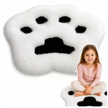 LEAN Plush Paw Rug Pehme Karusnahavaip Must ja Valge 60 x 60 cm