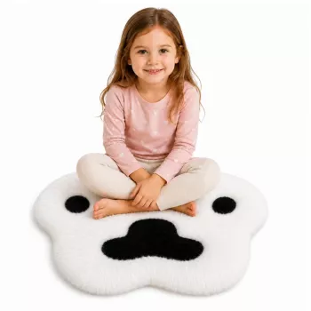 LEAN Plush Paw Rug Pehme Karusnahavaip Must ja Valge 60 x 60 cm