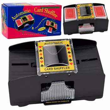 LEAN TOYS automaatne elektrooniline kaardisegaja 2 pakile - patareitoide, ABS-plast, must