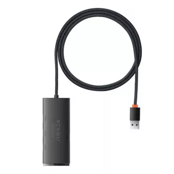Baseus Lite Series 4-pordiline USB 3.0 jaotur - 5Gbps, siinivõimsusega, must (WKQX030101)
