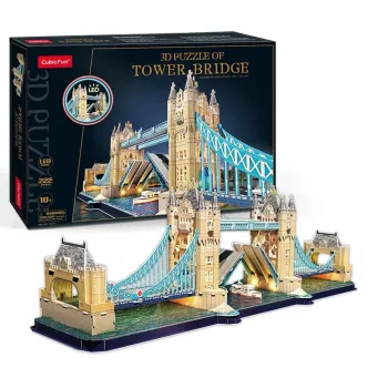 Cubic Fun 3D Puzzle Tower Bridge LED-valgustusega | 113 tükki | Arhitektuurimudeli komplekt