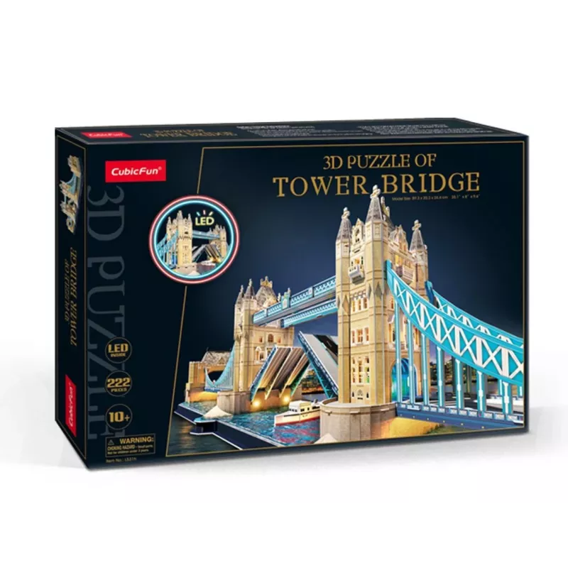 Cubic Fun 3D Puzzle Tower Bridge LED-valgustusega | 113 tükki | Arhitektuurimudeli komplekt