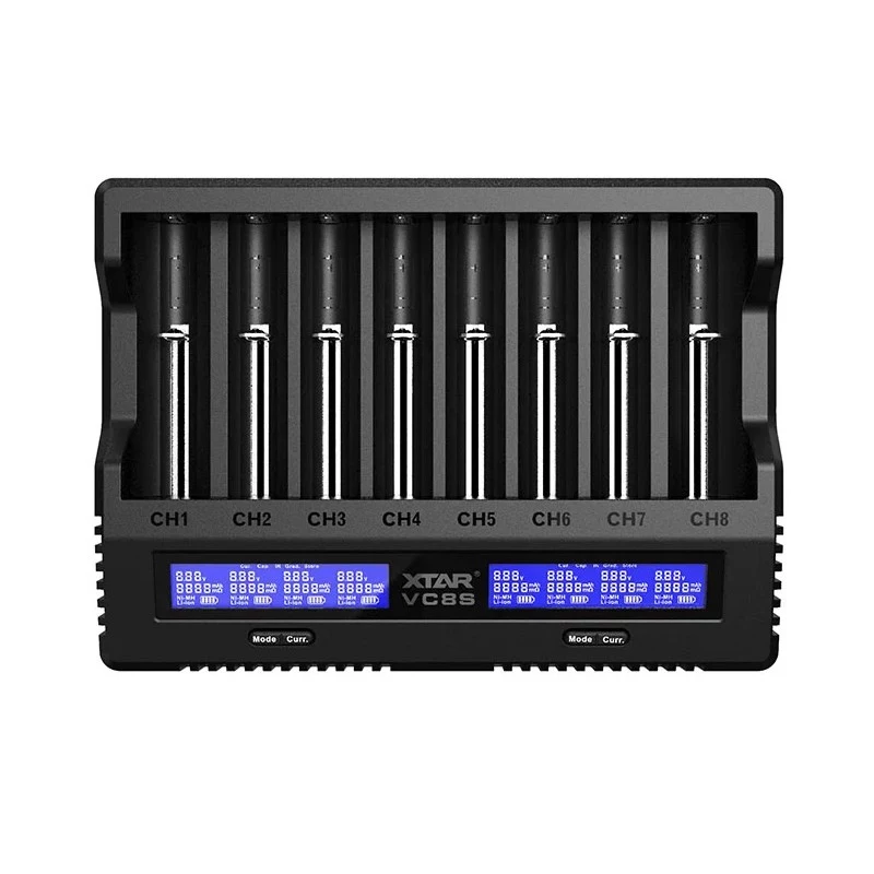 XTAR VC8S USB-C 8 pesaga nutikas akulaadija koos QC3.0 adapteriga Li-ion/Ni-MH akudele