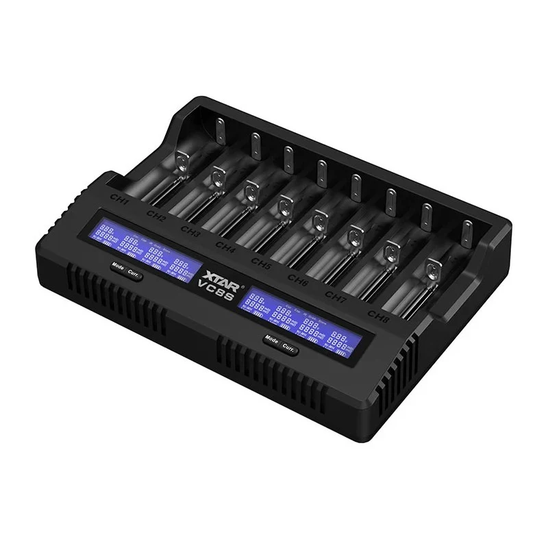 XTAR VC8S USB-C 8 pesaga nutikas akulaadija koos QC3.0 adapteriga Li-ion/Ni-MH akudele