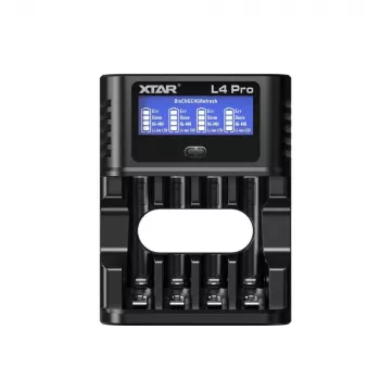 XTAR L4 PRO Universaalne nutikas akulaadija Li-ion ja Ni-MH/Ni-CD akudele USB-C ja LCD-ekraaniga