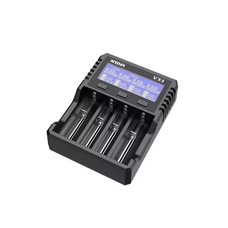 XTAR VX4 V2 KT 4-kohaline nutikas akulaadija Li-ion, Ni-MH, Ni-CD jaoks USB-C QC3.0-ga