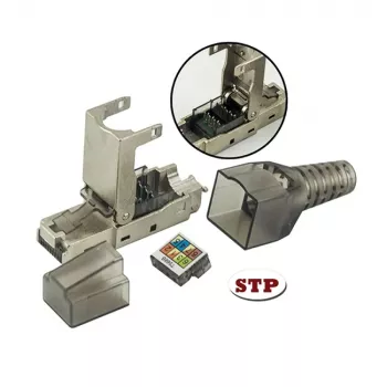 Techly 101911 Cat.6a STP tööriistavaba RJ45 pistik, 10G, tsinksulam, 22-26 AWG