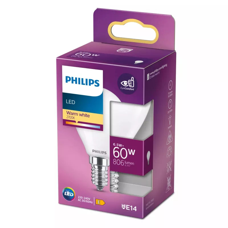 Philips LED Classic 5.5W E14 P45 soe valge 806lm matt pirn (60W ekvivalent)