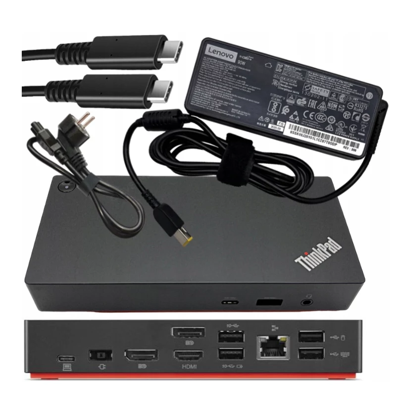 Lenovo Renewed ThinkPad Universal USB-C dokk 40AY 90W kasutatud koos toiteadapteriga