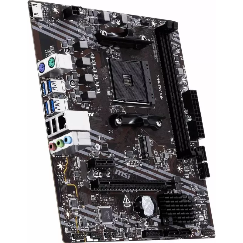 MSI A520M-S AMD A520 AM4 Micro-ATX emaplaat - DDR4, HDMI, DVI, VGA, Gigabit LAN