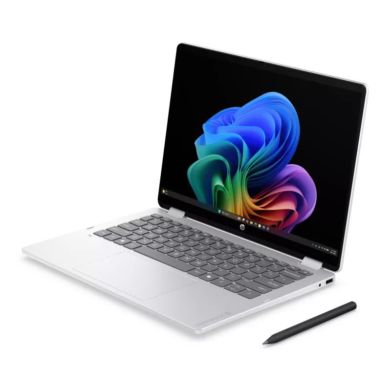 HP OmniBook 5 Flip NG AI 14-km0001nnx - Ultra 7 355, 32GB LPDDR5X 7467 on-board, 512GB , Touch/14.0 2K (1920x1200) OLED, Glacier Silver DF+ AI logo - 5MP IR TNR, Not Included 65W AC Adapter, Win 11 Home, 1 years