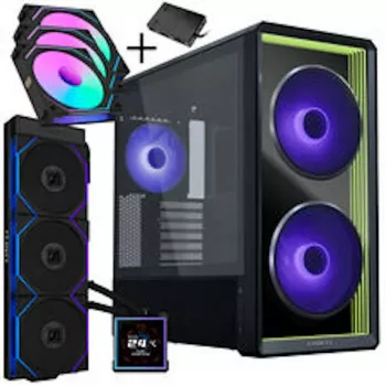 Lian Li LANCOOL 217 INF PC-korpus komplekt + HydroShift II LCD-S 360TL AIO + 3x UNI FAN SL-INF 120 Reverse Blade ventilaatorit - must