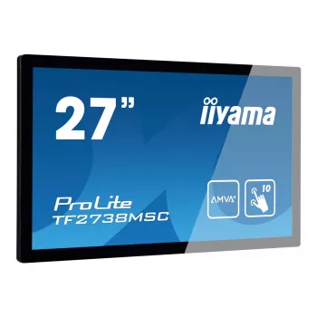 IIYAMA TF2738MSC-B2 A 27-tolline puuteekraan 1080p IPS 500cd 10 puutepunkti CA VGA HDMIx1 DPx1 kõlarid 2x1W avatud raam must