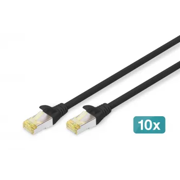 DIGITUS patch-kaabel - CAT6a - S/FTP - Snagless - Cu - 0.5m - Must - 10pk