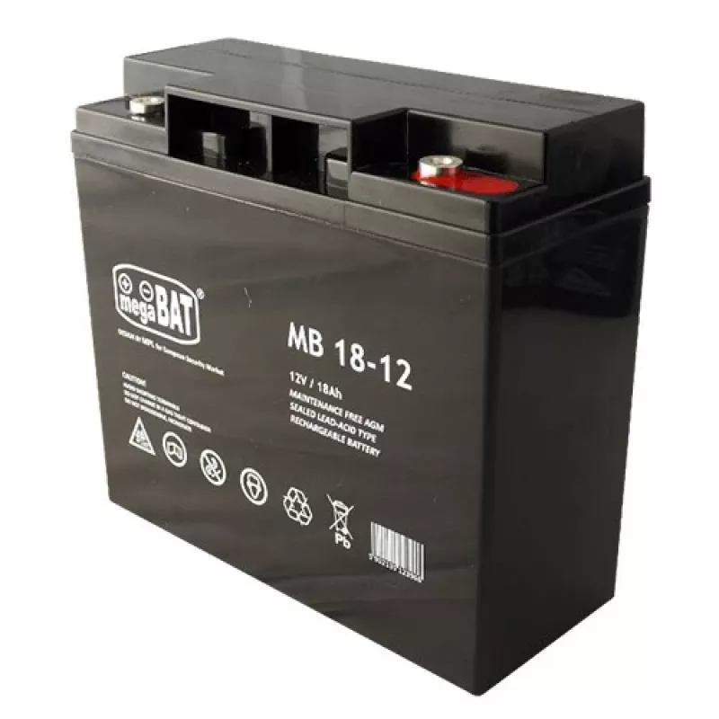 12V 18Ah AGM suletud pliiaku – hooldusvaba, F2 klemmid
