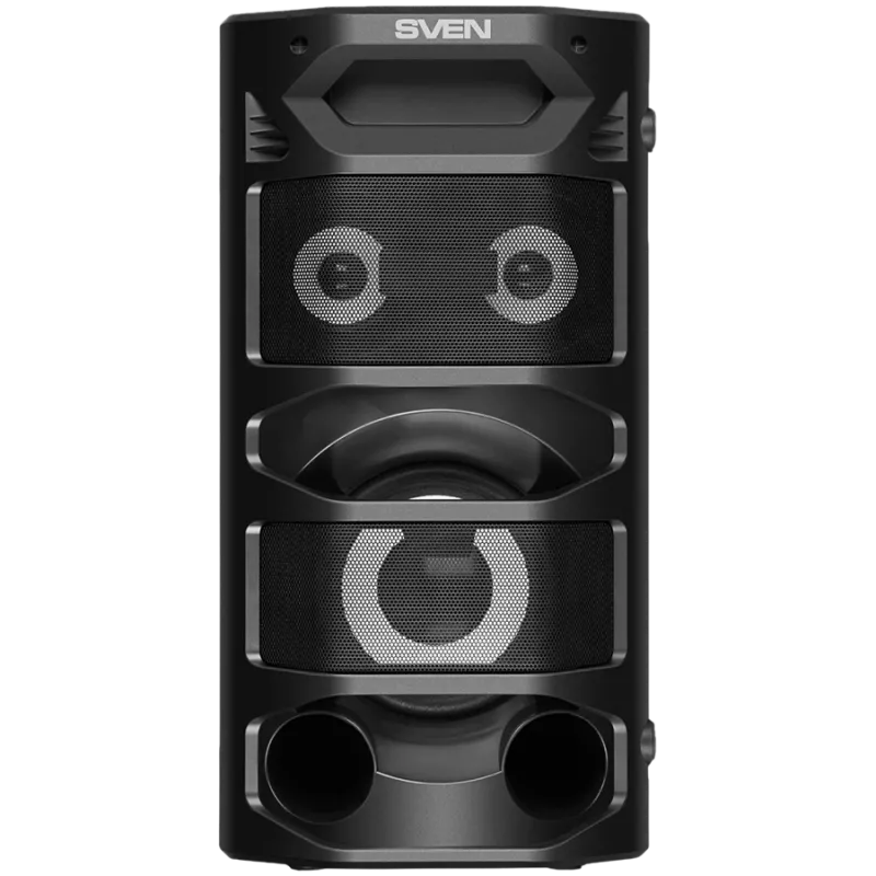 2.0 kaasaskantav kõlar SVEN PS-670, must, väljundvõimsus 2x32,5W (RMS), TWS, Bluetooth, FM, USB, microSD, LED-ekraan, kaugjuhtimispult, liitiumaku