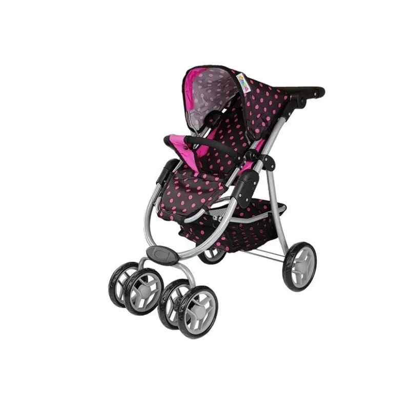 2-in-1 Stroller with Bag Carrycot Black-Pink 7706 Lean Toys