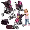 2-in-1 Stroller with Bag Carrycot Black-Pink 7706 Lean Toys