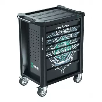Wera 9700 Tool Rebel Workshop Trolley 1, 7 sahtlit, roostevabast terasest töötasapind, roheline/must