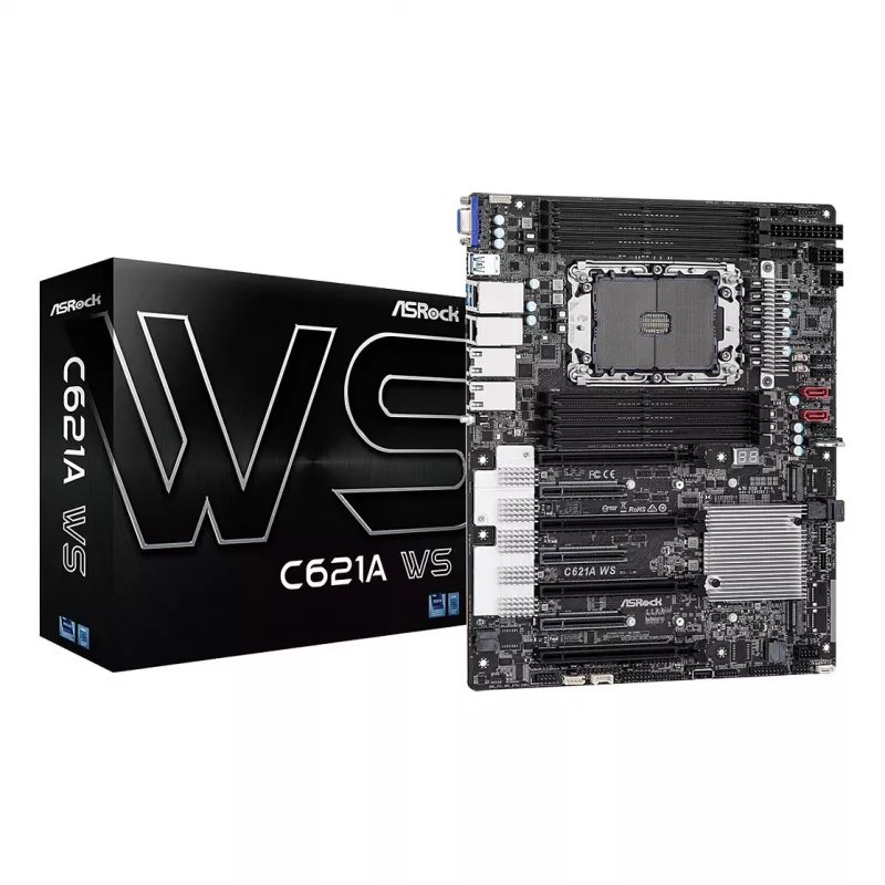 ASRock C621A WS emaplaat - Intel C621A kiibistik - LGA4189 pesa - CEB vormitegur - 8x DDR4 DIMM - 2x 10GbE LAN - IPMI