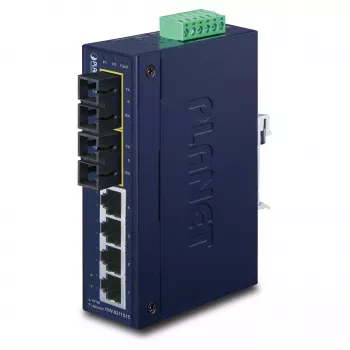 PLANET ISW-621TS15 Industrial Unmanaged L2 Fast Ethernet Switch with 4x 10/100 + 2x 100Base-FX SC Multi-mode, DIN-Rail/Wall-Mount, -40 to 75°C